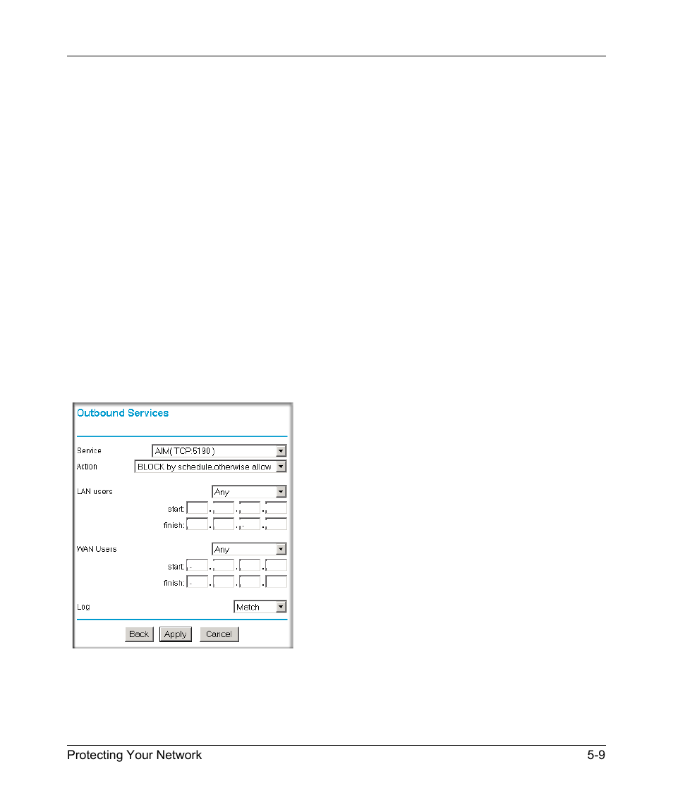 Outbound rules (service blocking), Outbound rules (service blocking) -9 | NETGEAR DG834GSP User Manual | Page 73 / 208