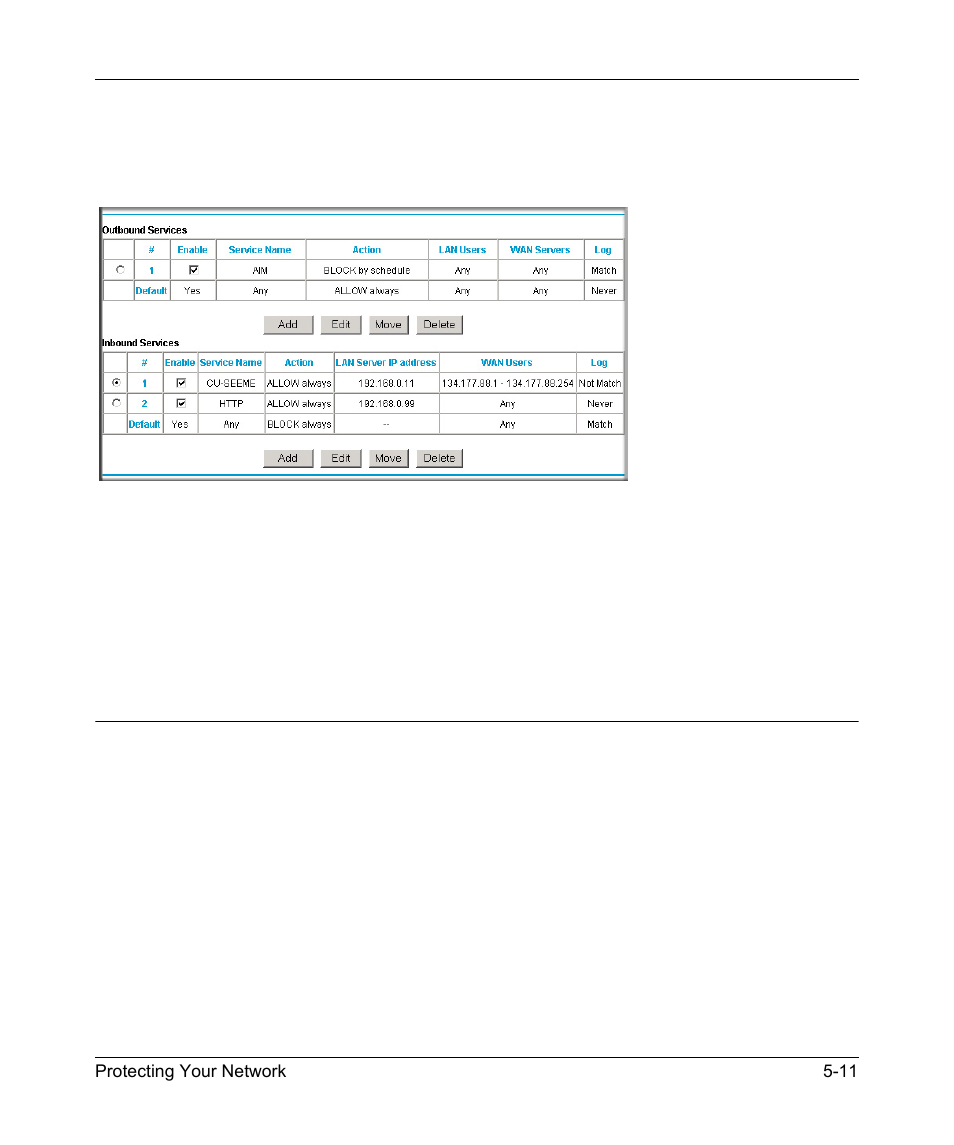 Order of precedence for rules, Services, Order of precedence for rules -11 | Services -11 | NETGEAR DG834GSP User Manual | Page 75 / 208