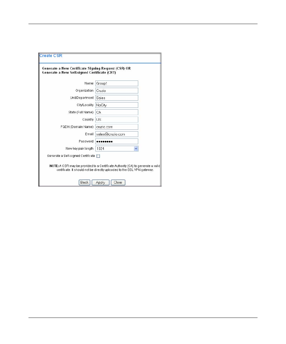 Generating a self-signed certificate, Generating a self-signed certificate -11 | NETGEAR ProSafe SSL312 User Manual | Page 29 / 120