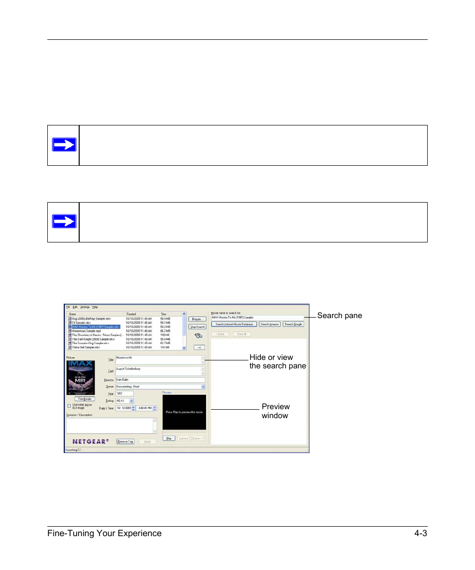 Using the tag tool application, Using the tag tool application -3, Modify tag and album art information. see | NETGEAR EXPRESS EVA9100 User Manual | Page 50 / 95