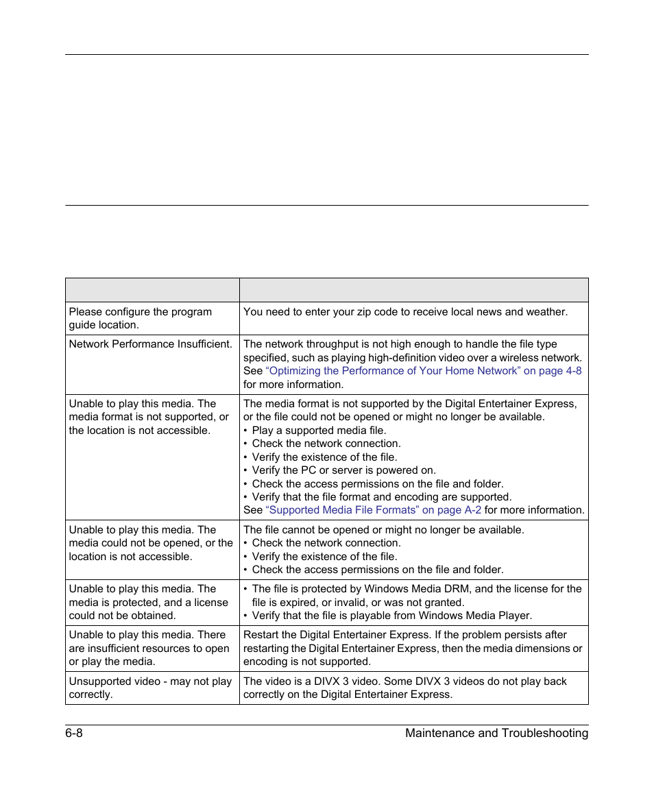 Error messages, Error messages -8 | NETGEAR EXPRESS EVA9100 User Manual | Page 79 / 95