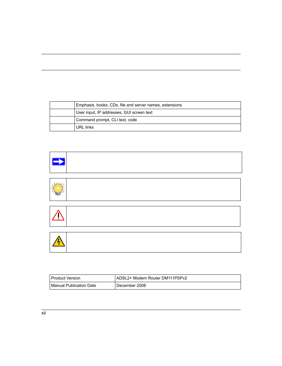 Conventions, formats, and scope | NETGEAR ADSL2+ Modem Router DM111PSPv2 User Manual | Page 12 / 88