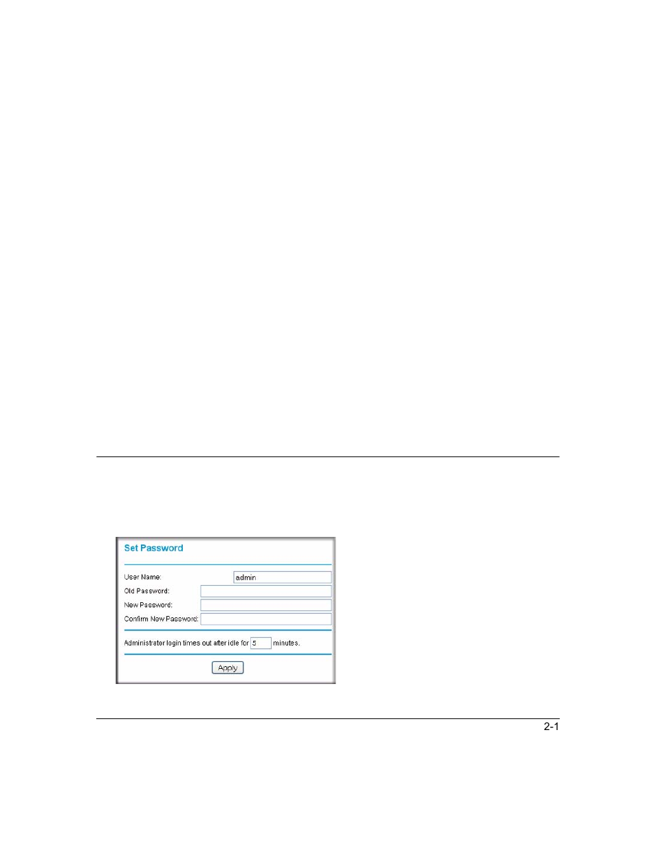 Chapter 2 managing your modem router, Changing the password, Chapter 2 | Managing your modem router, Changing the password -1, Chapter 2, “managing your modem router, Describes how to perform network manage | NETGEAR ADSL2+ Modem Router DM111PSPv2 User Manual | Page 23 / 88