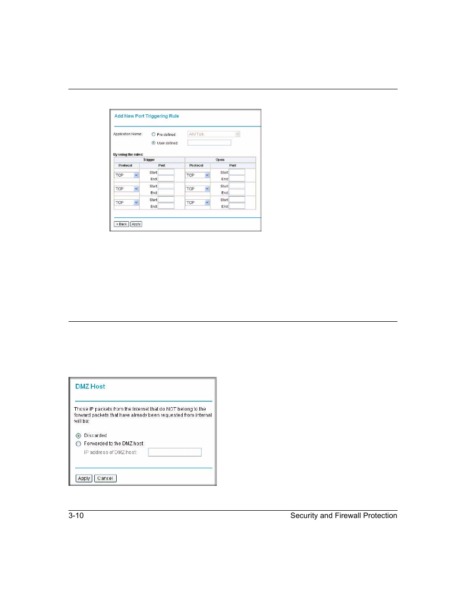 Configuring a dmz host, Configuring a dmz host -10 | NETGEAR ADSL2+ Modem Router DM111PSPv2 User Manual | Page 46 / 88