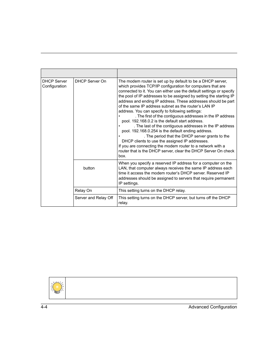 Reserved ip addresses, Reserved ip addresses -4 | NETGEAR ADSL2+ Modem Router DM111PSPv2 User Manual | Page 52 / 88