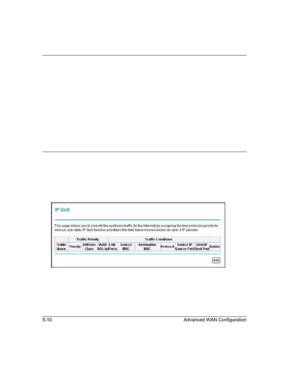 Quality of service (qos) settings, Quality of service (qos) settings -10, Quality of service (qos) | NETGEAR ADSL2+ Modem Router DM111PSPv2 User Manual | Page 68 / 88