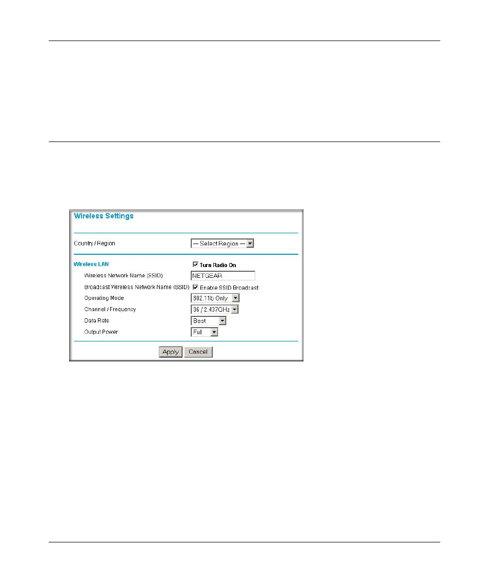 Next, configure the wireless settings, Figure 3-4: wireless settings menu, Next, configure the wireless settings -6 | NETGEAR WPN802 User Manual | Page 24 / 88