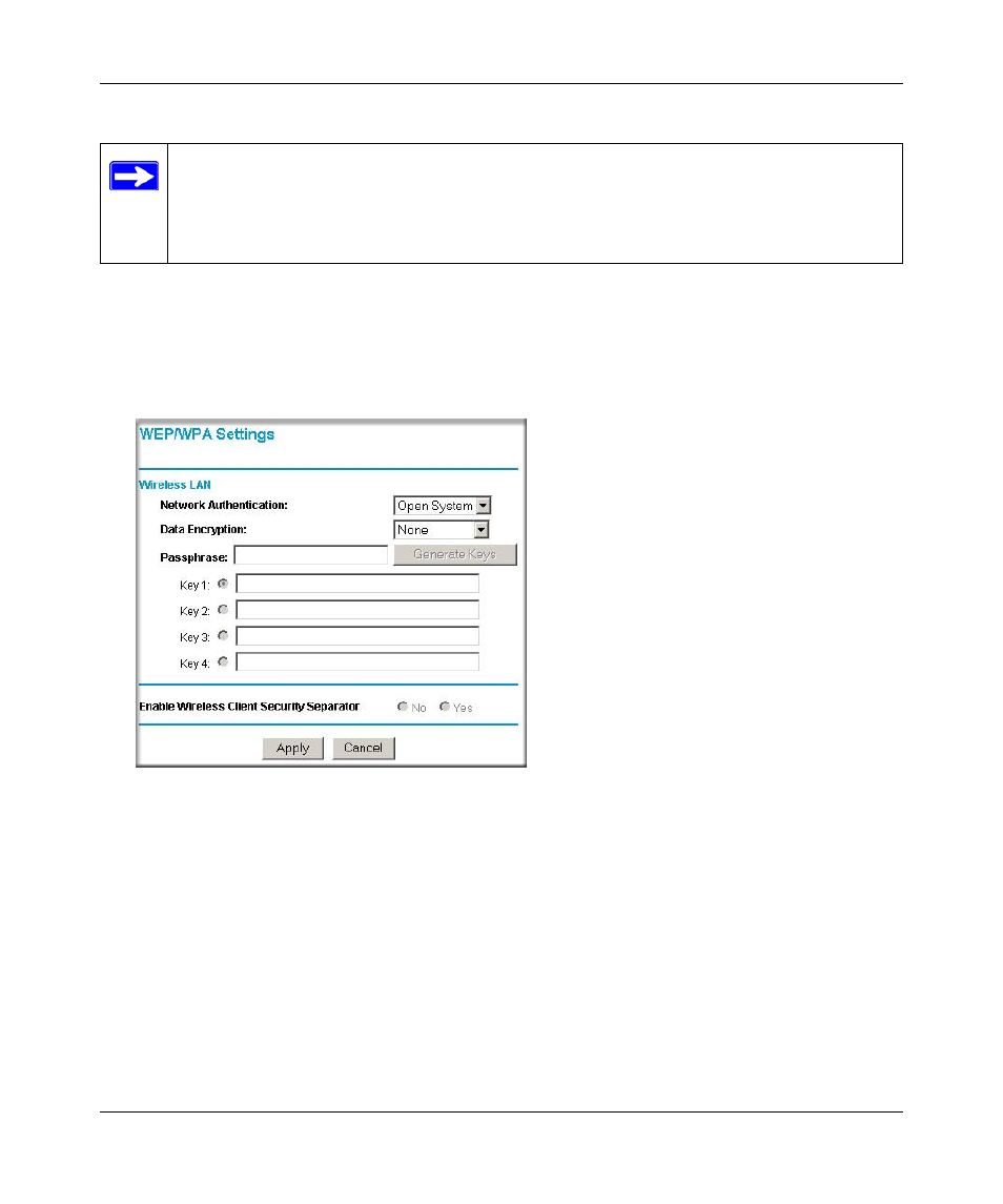 Figure 4-6: wireless settings encryption menu | NETGEAR WPN802 User Manual | Page 38 / 88