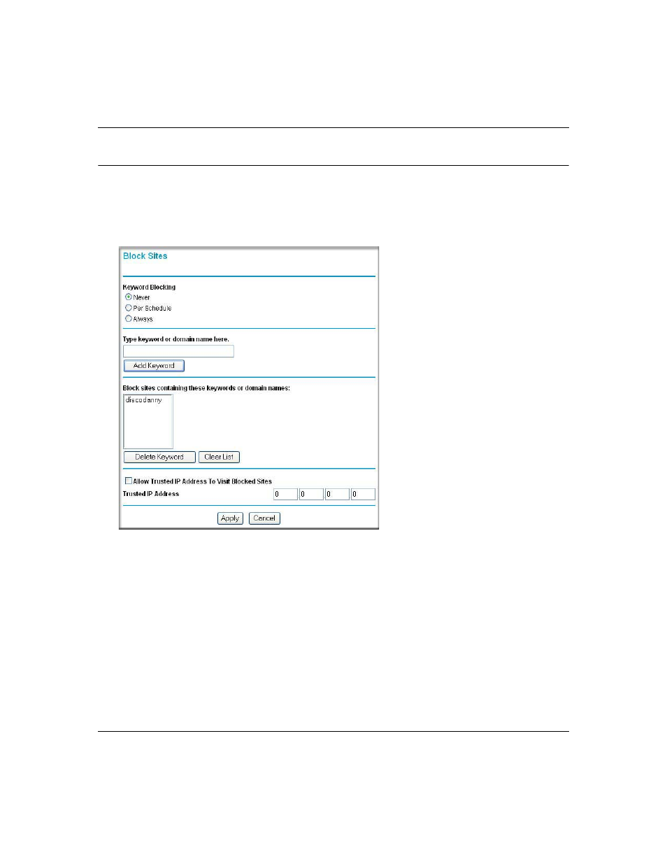 Blocking access to internet sites, Blocking access to internet sites -2 | NETGEAR MR814 v3 User Manual | Page 56 / 162