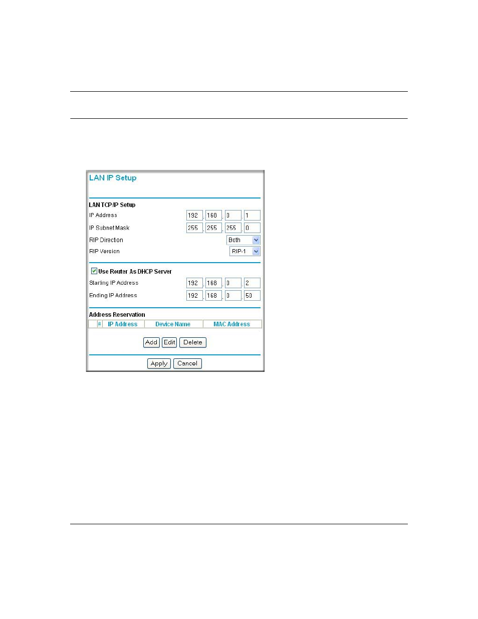 Using the lan ip setup options, Configuring lan tcp/ip setup parameters, Using the lan ip setup options -6 | Configuring lan tcp/ip setup parameters -6 | NETGEAR MR814 v3 User Manual | Page 78 / 162