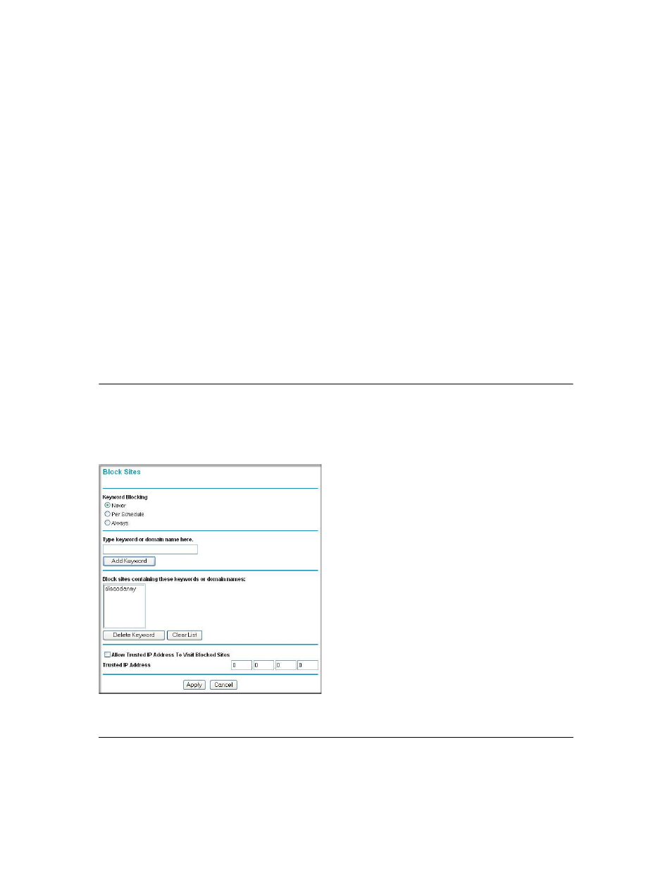 Chapter 4 content filtering, Blocking access to internet sites, Chapter 4 | Content filtering, Blocking access to internet sites -1, Chapter 4, “content filtering | NETGEAR 108 MBPS WIRELESS WGT624 V3 User Manual | Page 35 / 148