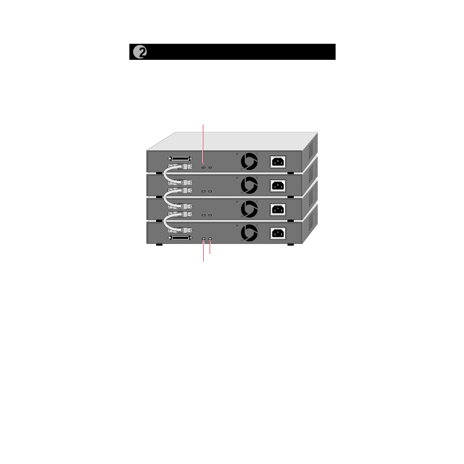 Cascade up to eight hubs to build a larger network, Build a larger network, Terminator led on | Terminator led on bridge led on | NETGEAR DS508 User Manual | Page 10 / 16