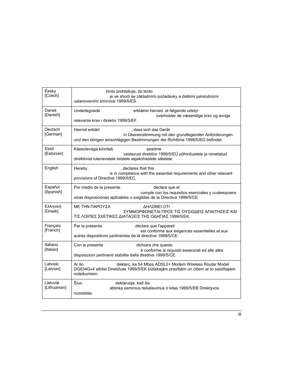 European union statement of compliance | NETGEAR DG834GV4 User Manual | Page 3 / 6