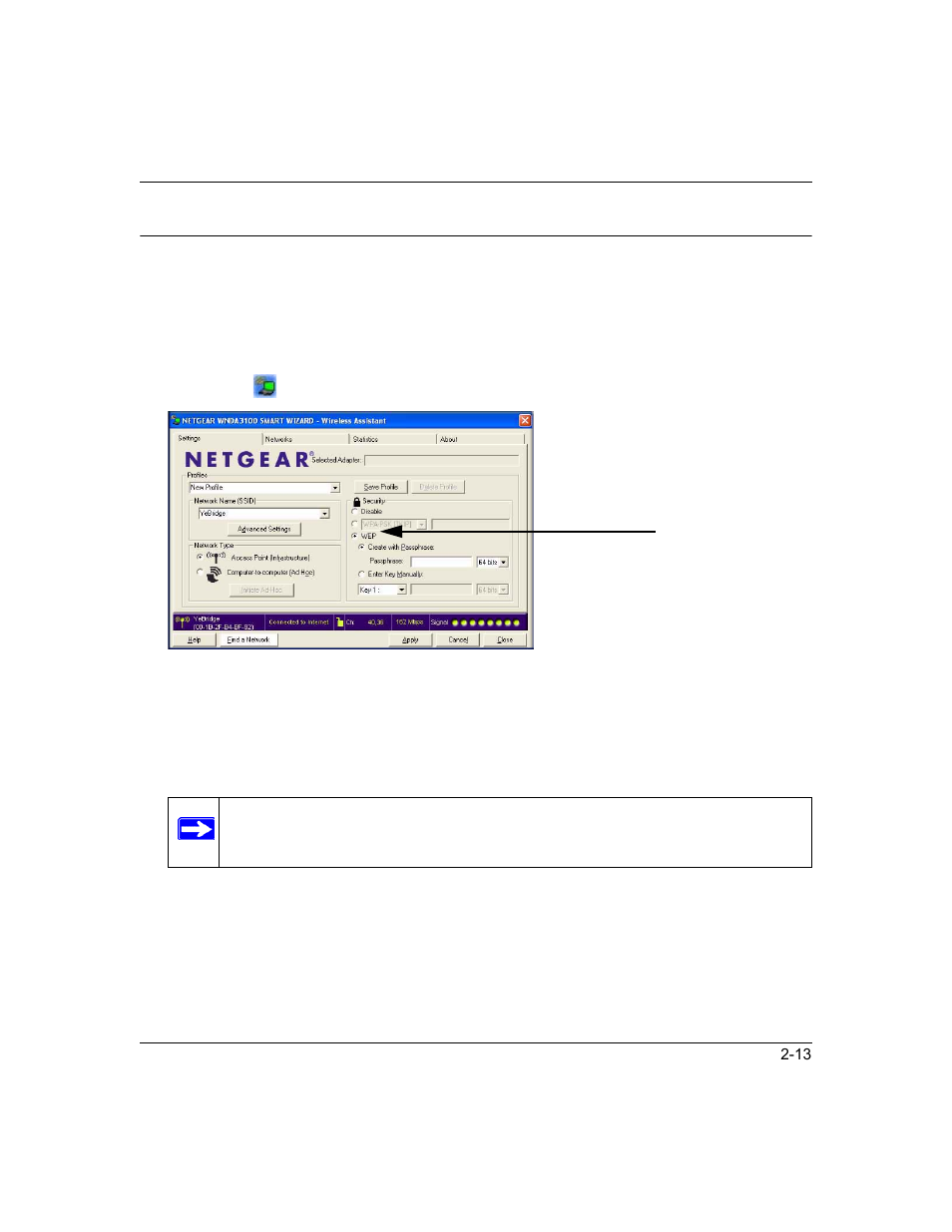 Setting up wep encryption security | NETGEAR WNDA3100 User Manual | Page 39 / 58
