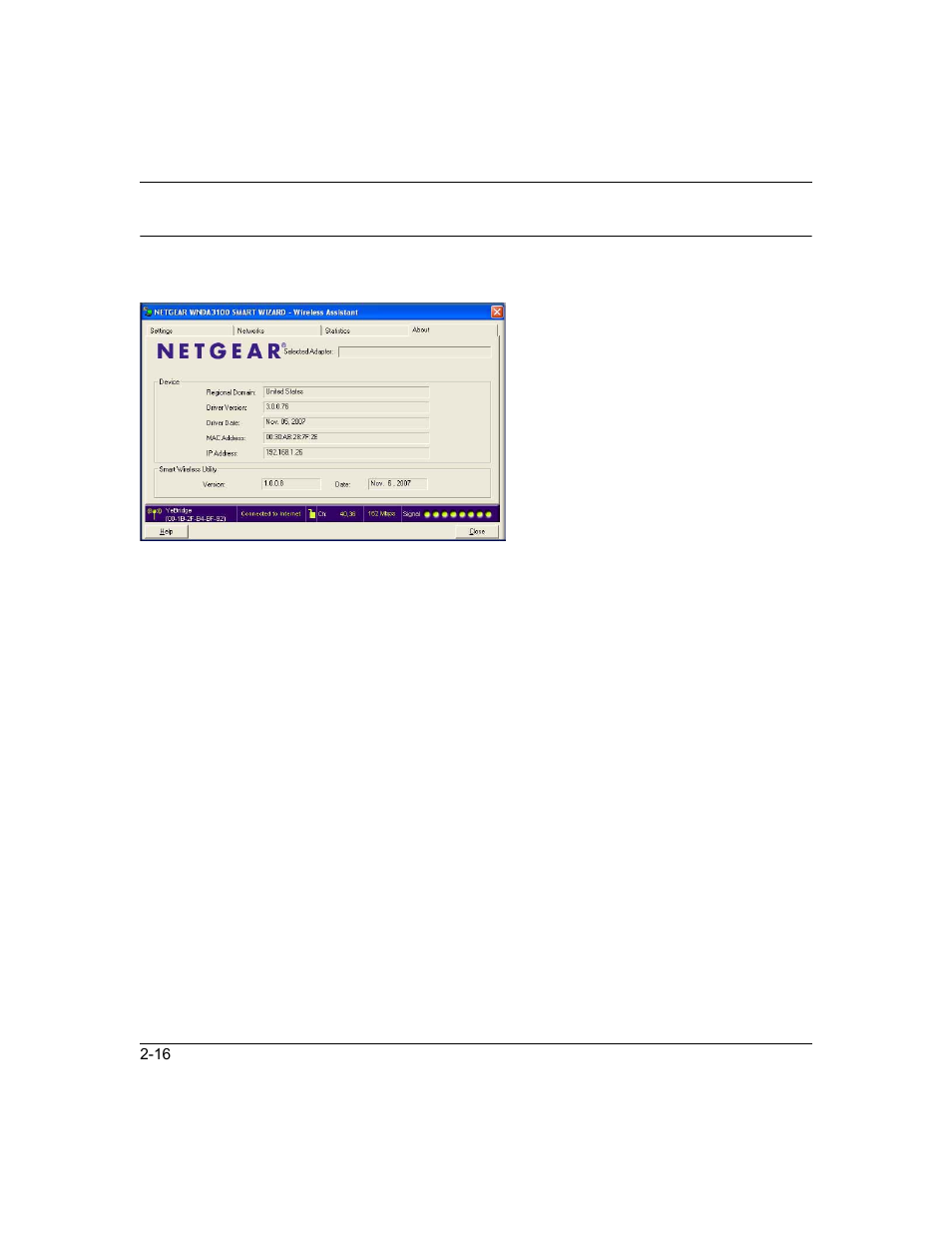 About tab | NETGEAR WNDA3100 User Manual | Page 42 / 58