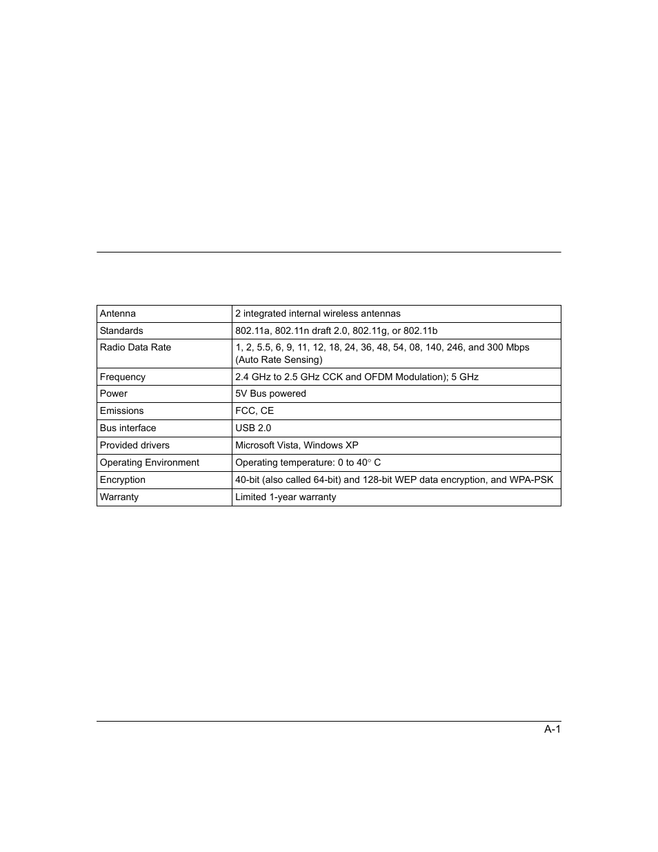 Technical specifications | NETGEAR WNDA3100 User Manual | Page 55 / 58