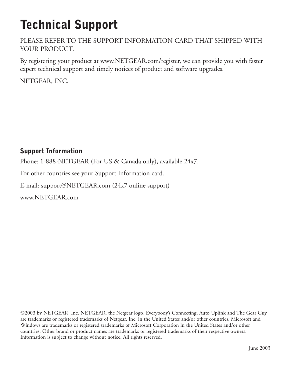 Technical support | NETGEAR ME101 User Manual | Page 25 / 25