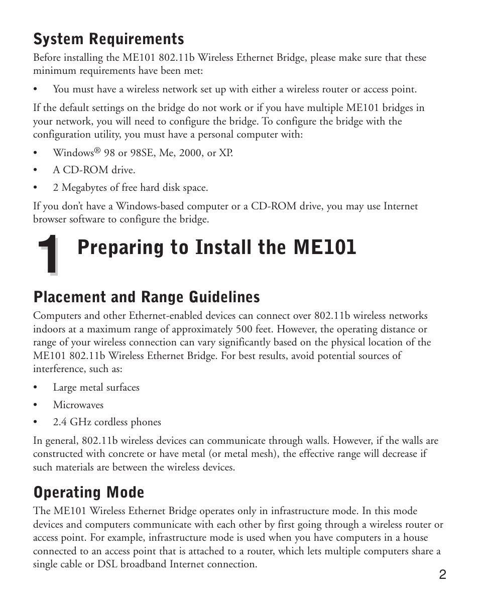 Preparing to install the me101 | NETGEAR ME101 User Manual | Page 4 / 25