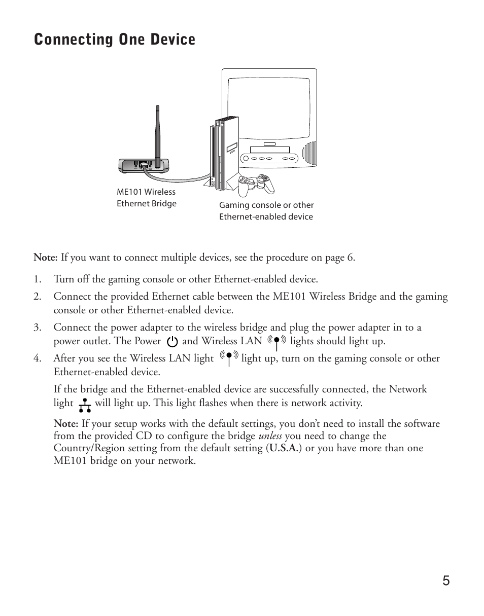 Connecting one device | NETGEAR ME101 User Manual | Page 7 / 25