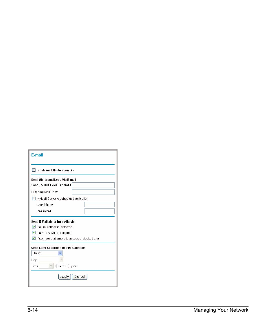 Enabling security event e-mail notification, Enabling security event e-mail notification -14 | NETGEAR DG834GV v2 User Manual | Page 72 / 106