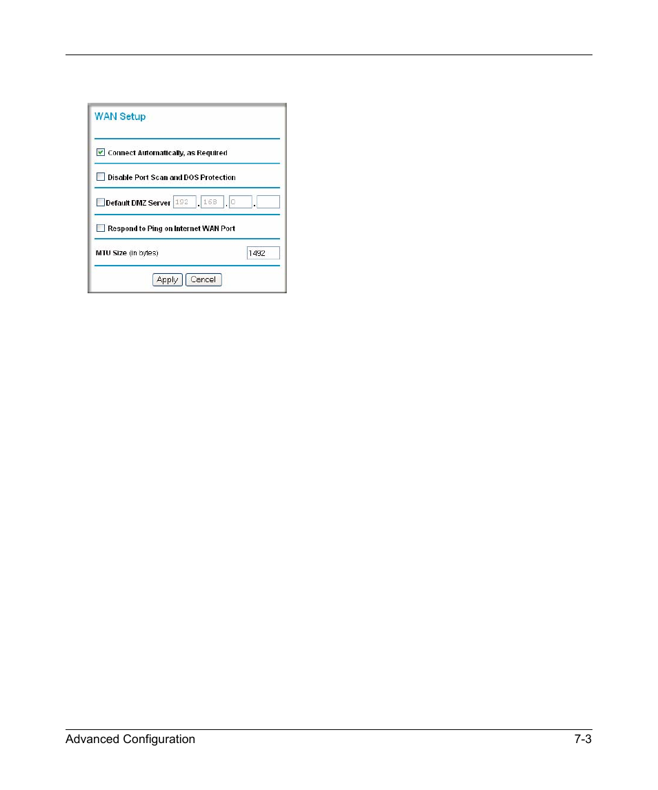 Connect automatically, as required, Disable port scan and dos protection | NETGEAR DG834GV v2 User Manual | Page 79 / 106