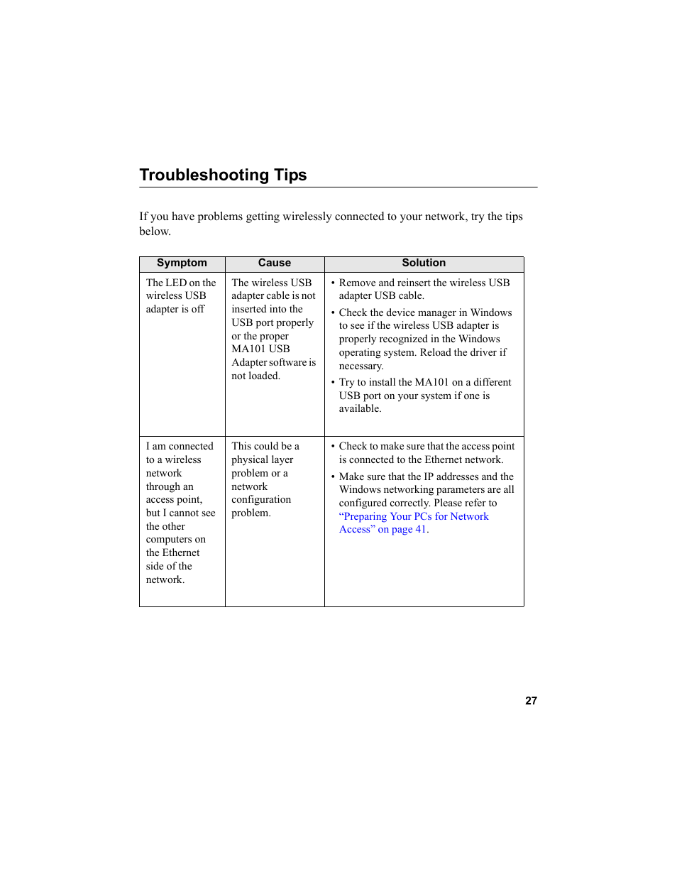 Troubleshooting tips, Troubleshooting tips” on, If yo | NETGEAR MA101 User Manual | Page 33 / 67