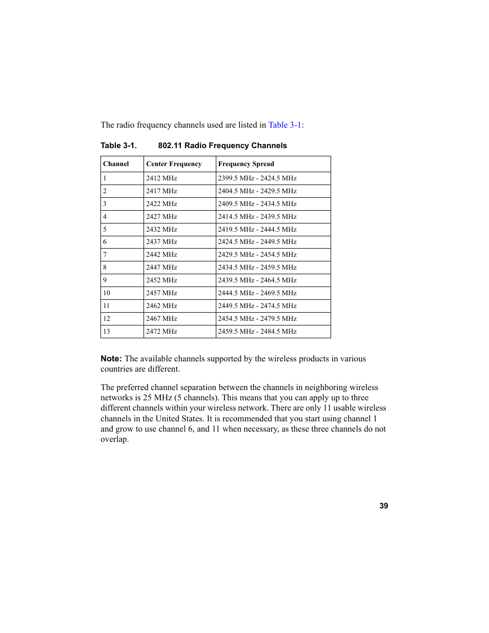 Table 31. 802.11 radio frequency channels | NETGEAR MA101 User Manual | Page 45 / 67