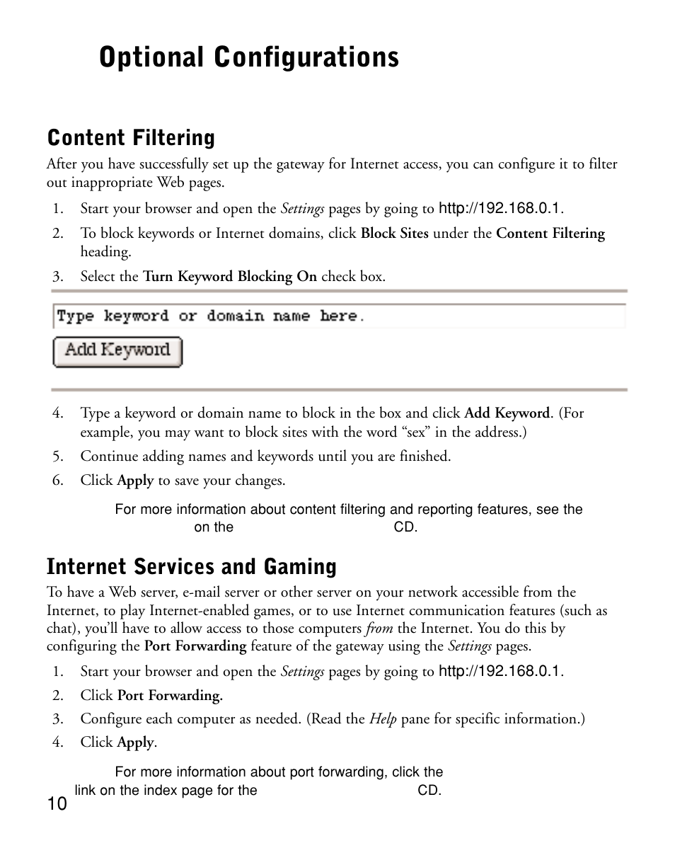 Optional configurations | NETGEAR DG814 User Manual | Page 12 / 16