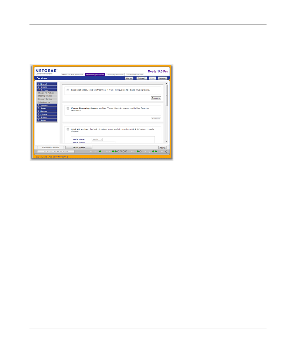 Streaming services, Streaming services -11 | NETGEAR ReadyNAS Pro Business Edition User Manual | Page 33 / 120