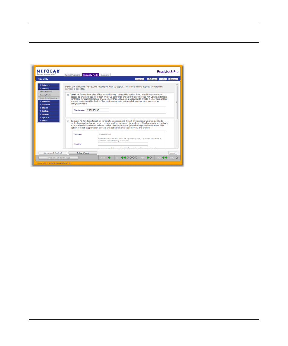 Understanding disk share security access modes, Understanding disk share security access modes -2 | NETGEAR ReadyNAS Pro Business Edition User Manual | Page 56 / 120