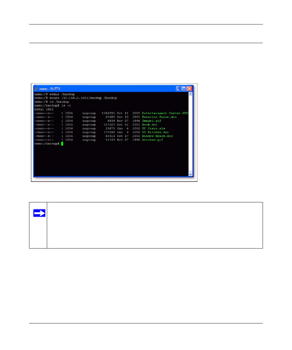Accessing shares from linux/unix | NETGEAR ReadyNAS 2100 User Manual | Page 113 / 126