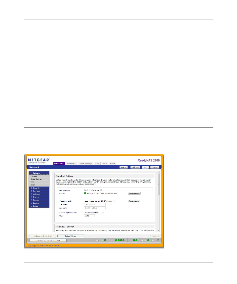 Chapter 2 managing your readynas 2100, Customizing network settings, Customizing network settings -1 | NETGEAR ReadyNAS 2100 User Manual | Page 19 / 126