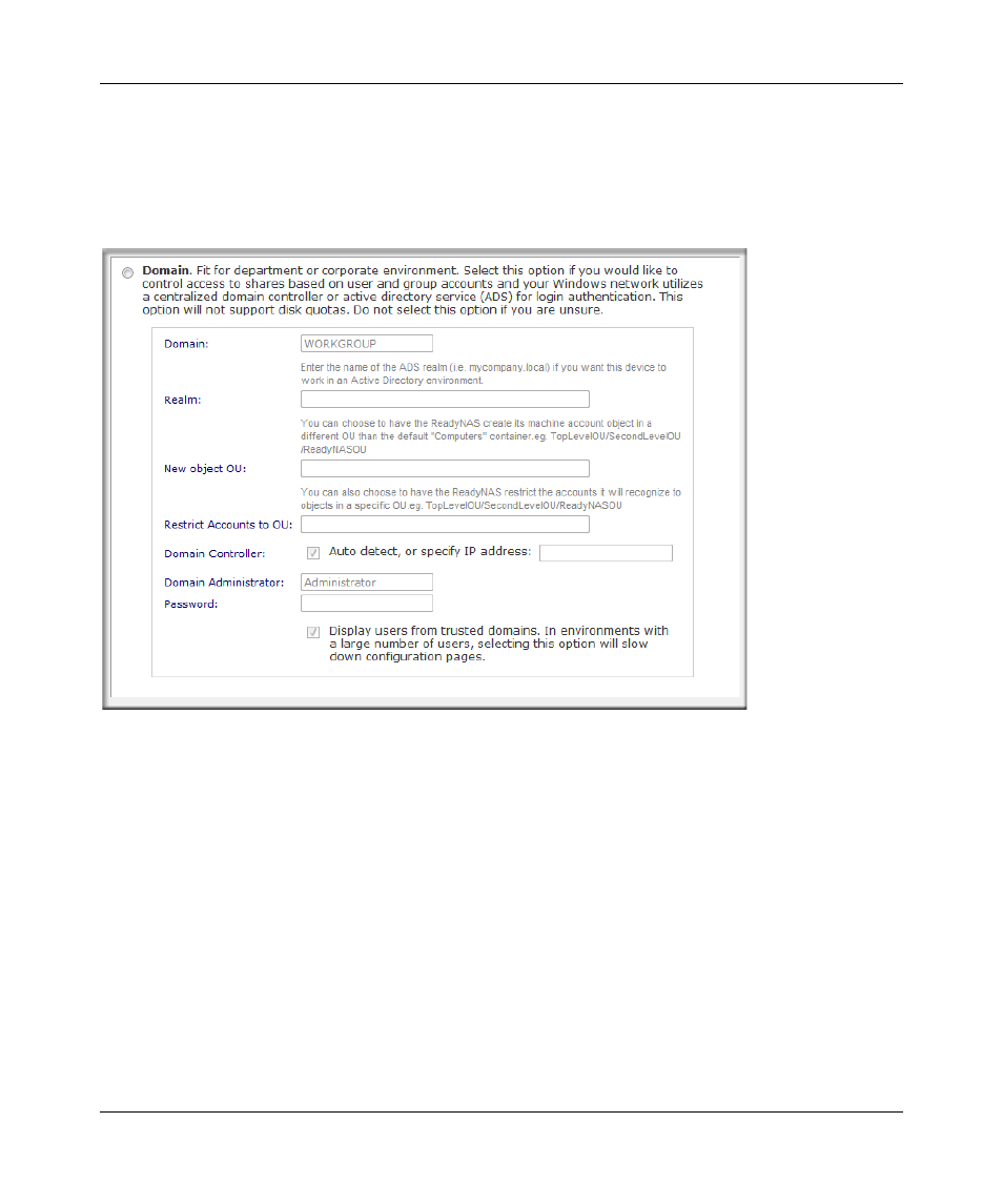 Domain security mode, Domain security mode -4 | NETGEAR ReadyNAS 2100 User Manual | Page 52 / 126