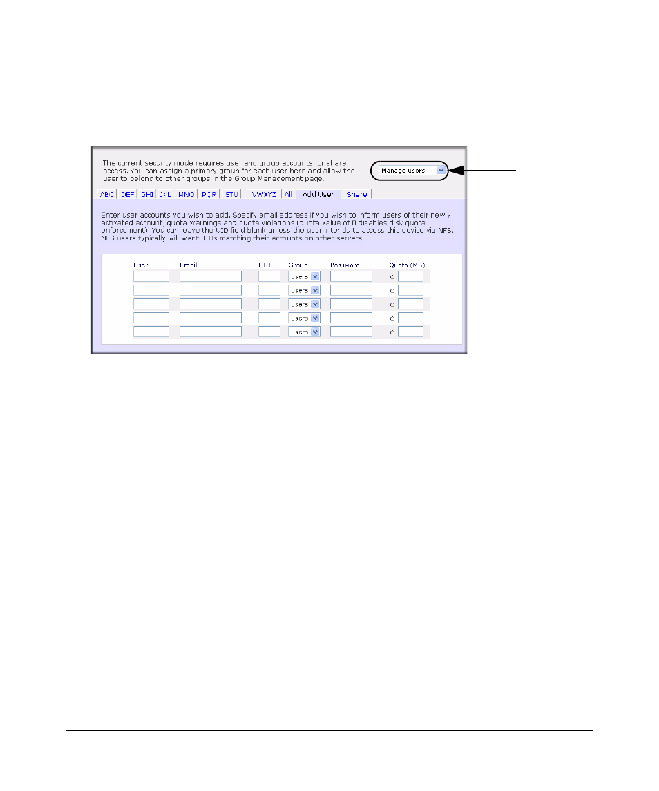 Managing users, Managing users -8 | NETGEAR ReadyNAS 2100 User Manual | Page 56 / 126