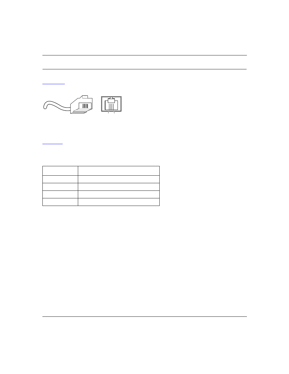 Rj-11 plug and connector, Tablee-3. rj-11 connector pin assignments, Figure e-2 | Table e-3 | NETGEAR XM128 ISDN User Manual | Page 141 / 156