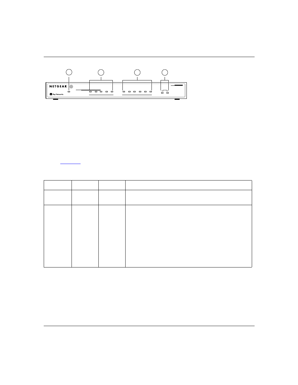 Table12. led descriptions (continued), Figure 1-2, Table 1-2 | Led descriptions -4, Figure, 4 introduction, Table 1-2. led descriptions | NETGEAR XM128 ISDN User Manual | Page 24 / 156
