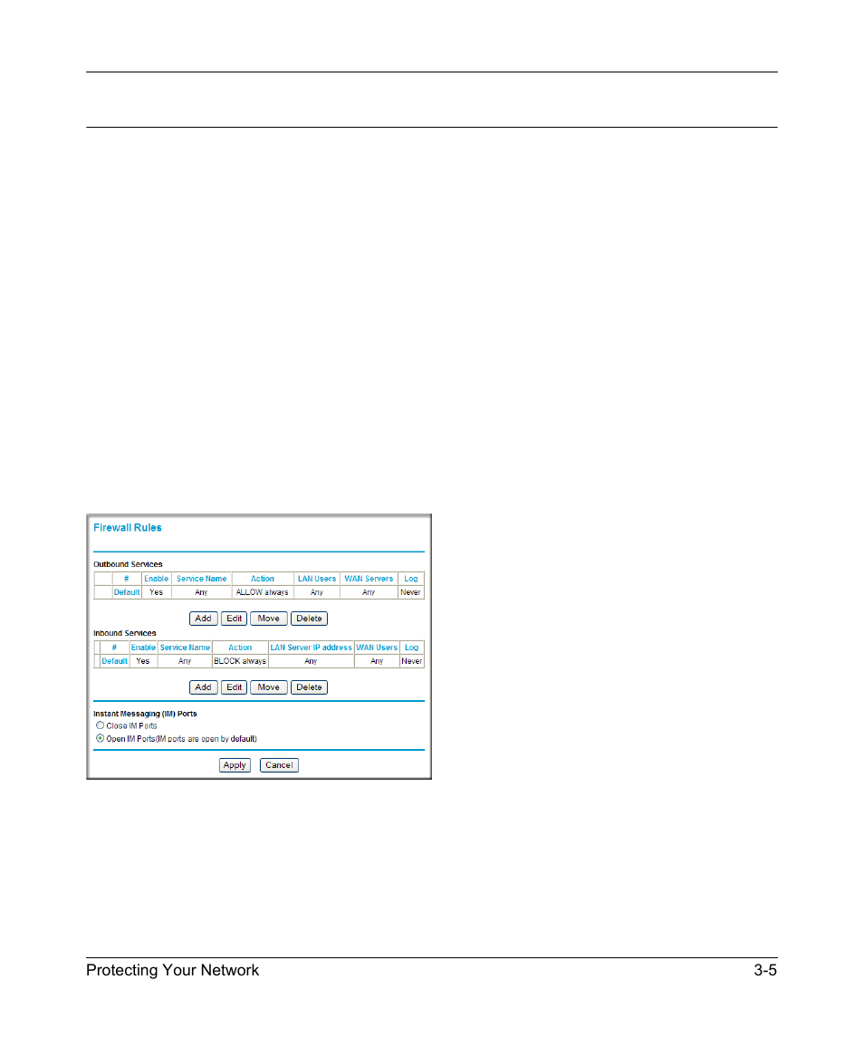Firewall rules, Firewall rules -5 | NETGEAR 54 Mbps Wireless ADSL Firewall DG834G User Manual | Page 51 / 176