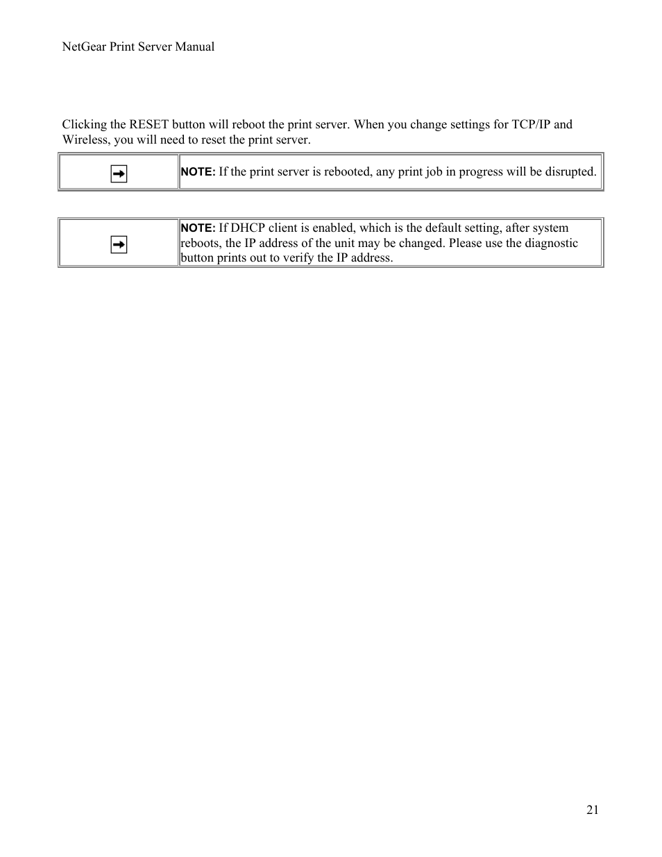 Reset | NETGEAR PS111W User Manual | Page 30 / 106