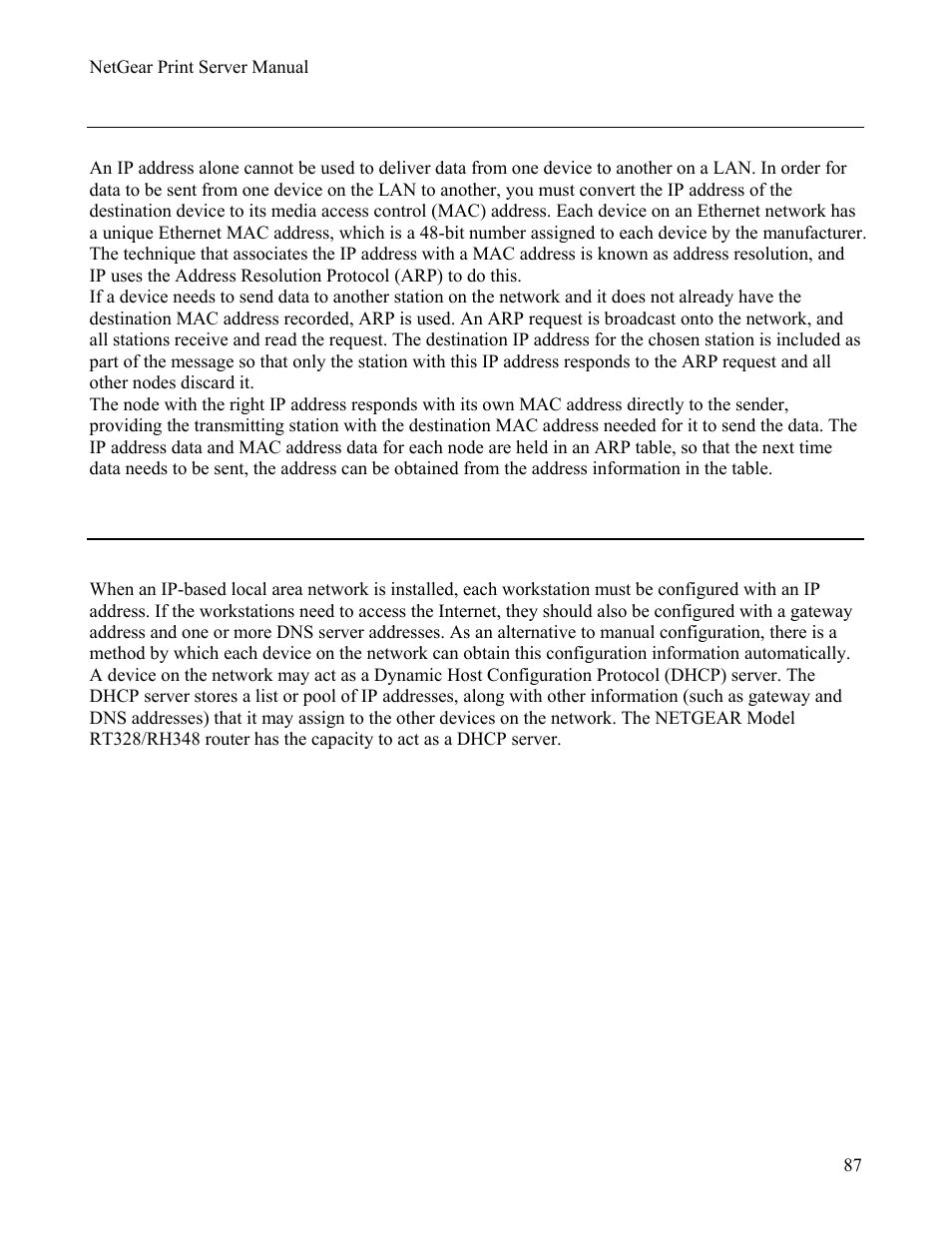 Address resolution protocol, Ip configuration by dhcp, Ddress | Esolution, Rotocol, Ip c, Onfiguration by, Dhcp | NETGEAR PS111W User Manual | Page 96 / 106