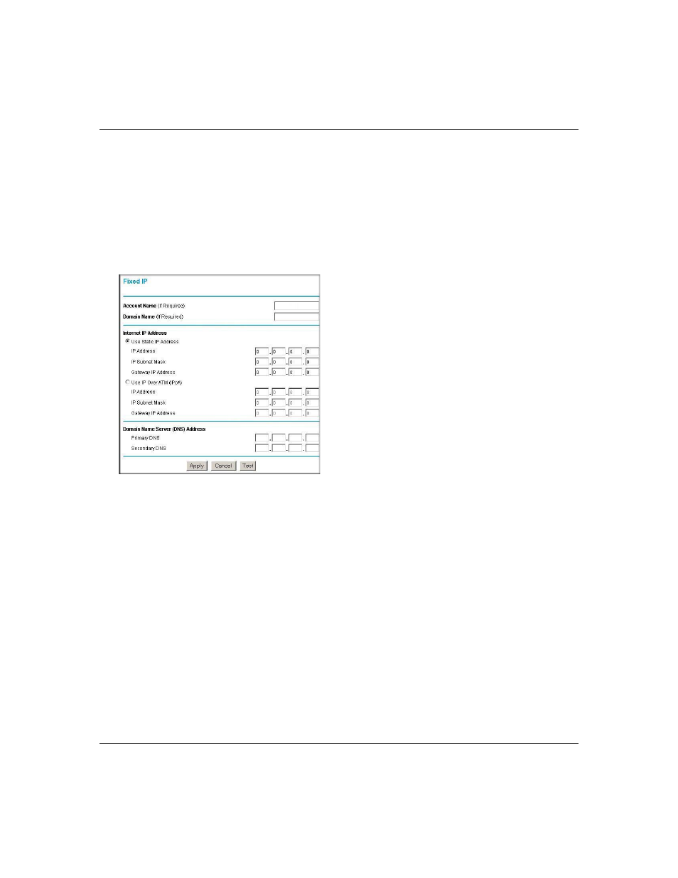Wizard-detected fixed ip (static) account setup | NETGEAR DG834GT User Manual | Page 40 / 176