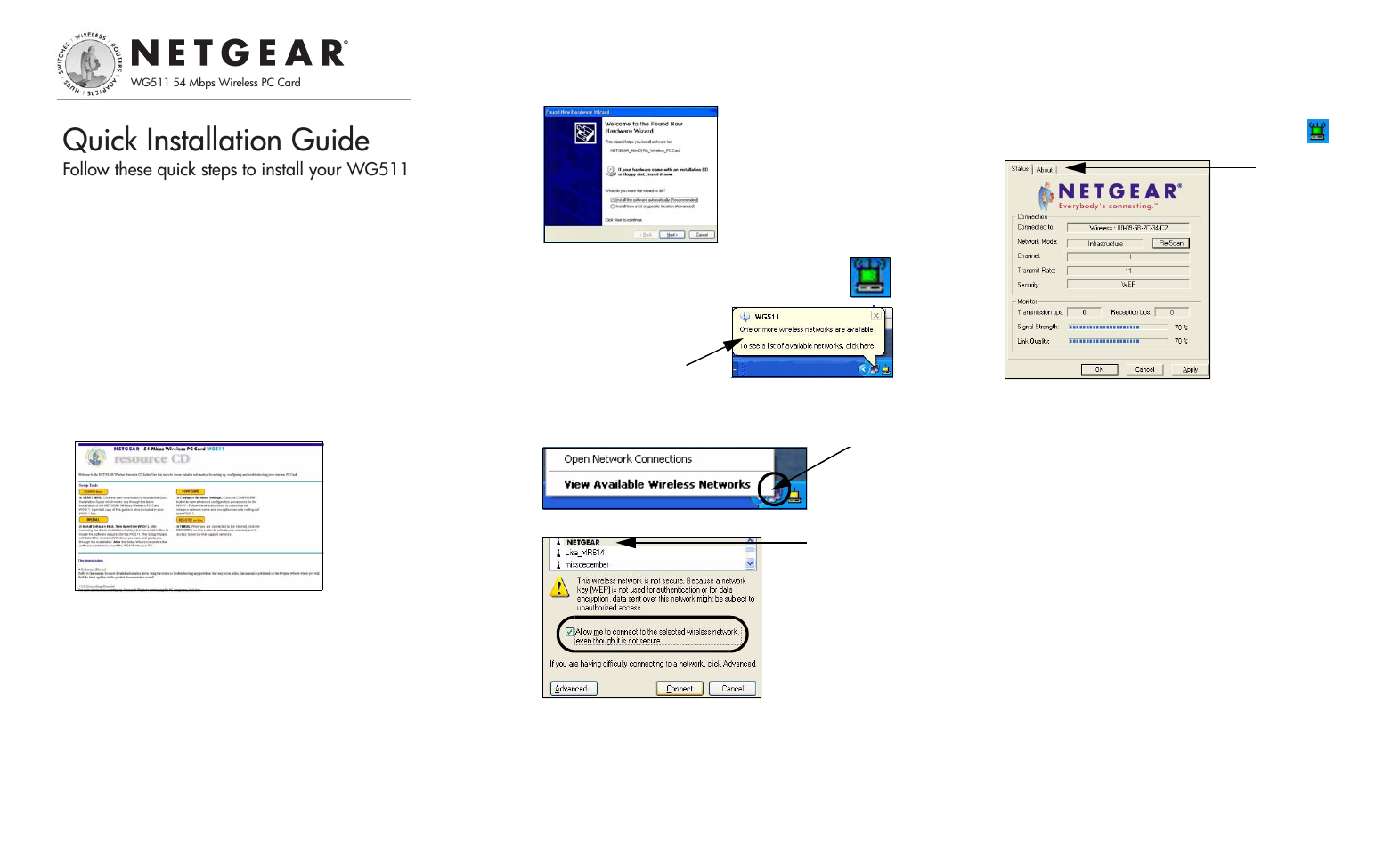 NETGEAR 54 Mbps Wireless PC Card 32 WG511 User Manual | 2 pages