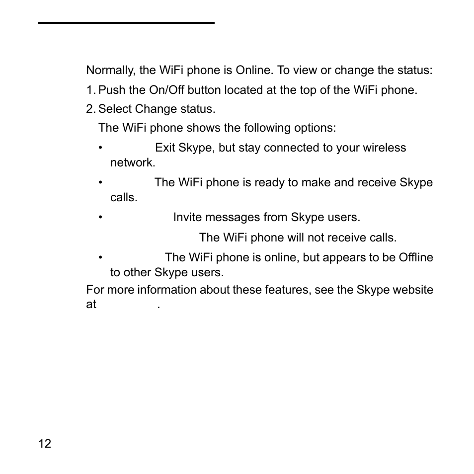 Change your status, E“change your | NETGEAR Skype SPH101 User Manual | Page 16 / 56