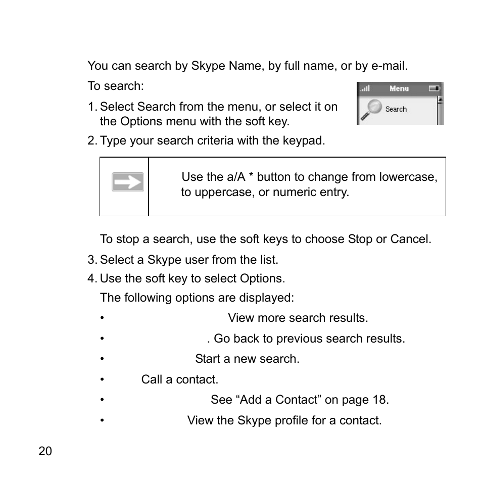 Search for users | NETGEAR Skype SPH101 User Manual | Page 24 / 56