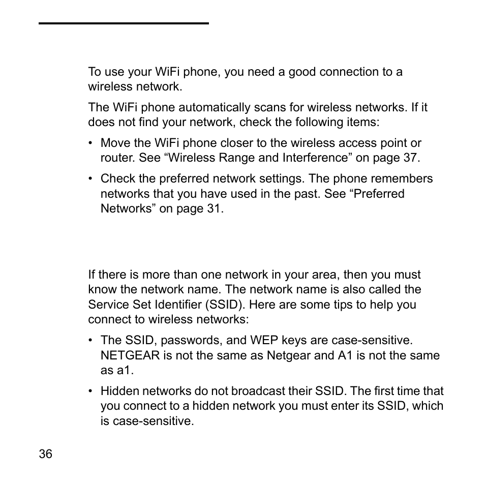 Wireless networks, Tips for connecting to wireless networks | NETGEAR Skype SPH101 User Manual | Page 40 / 56