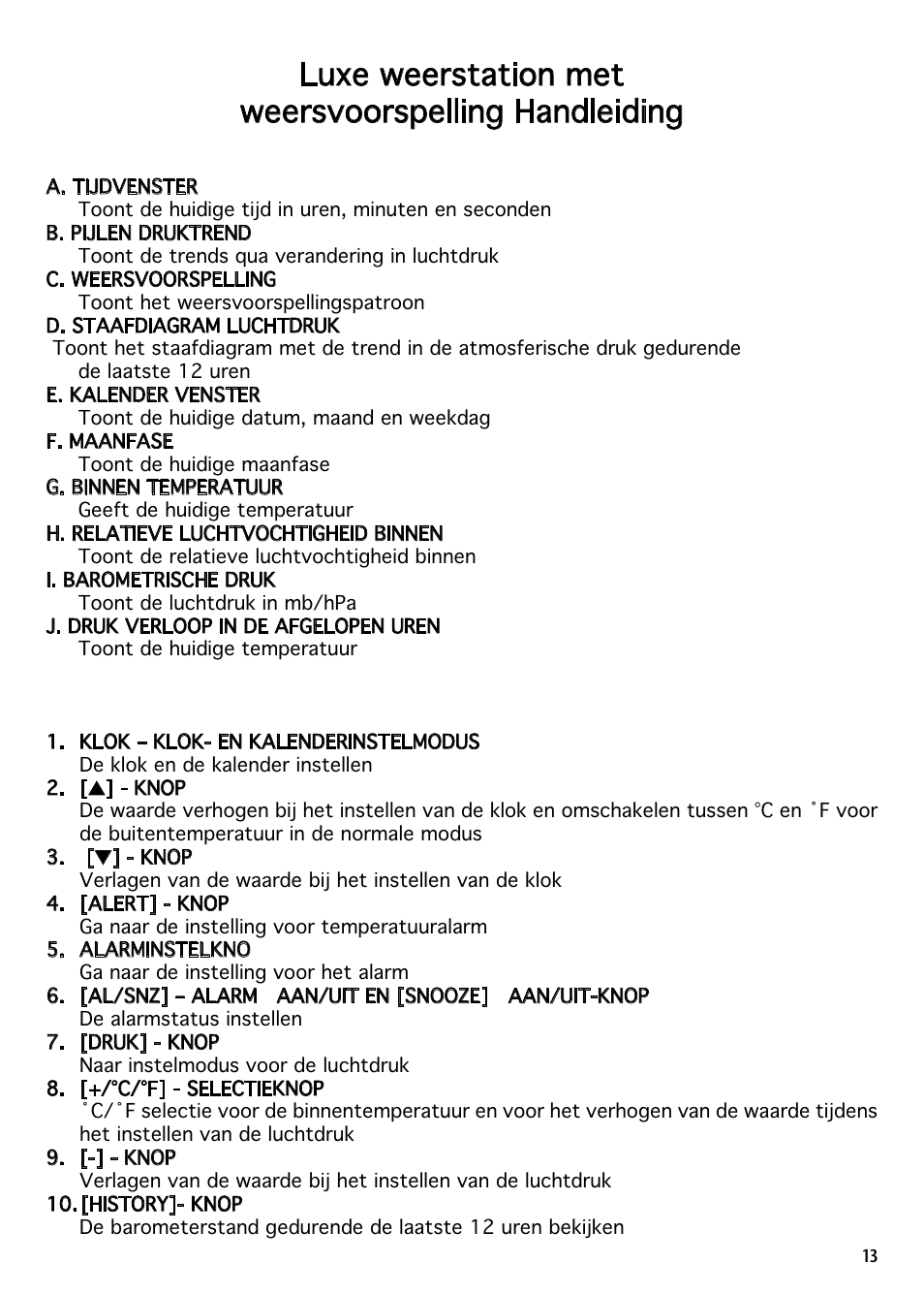 Luxe weerstation met weersvoorspelling handleiding | National Geographic IN102TOP User Manual | Page 13 / 50