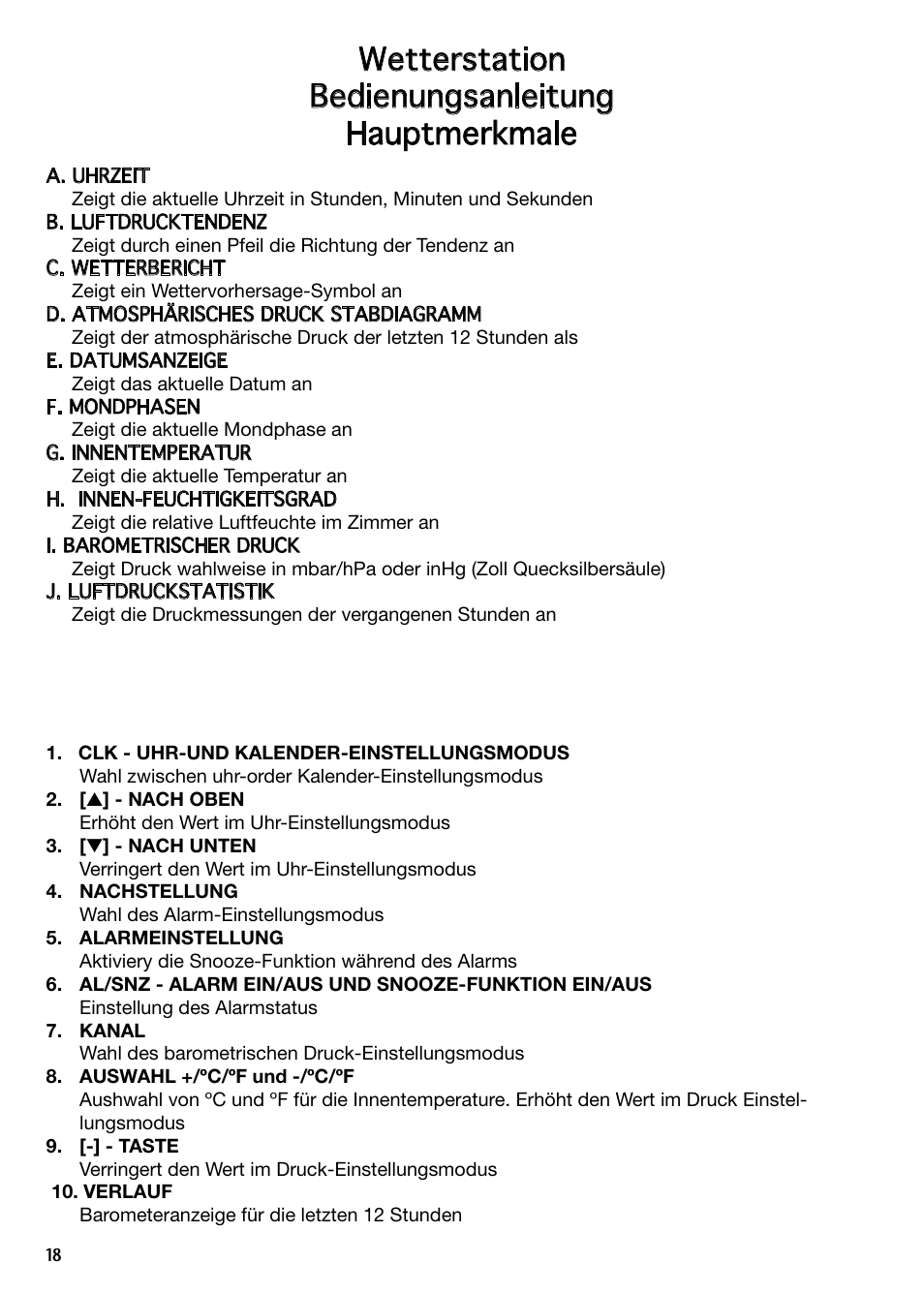 Wetterstation bedienungsanleitung hauptmerkmale | National Geographic IN102TOP User Manual | Page 18 / 50