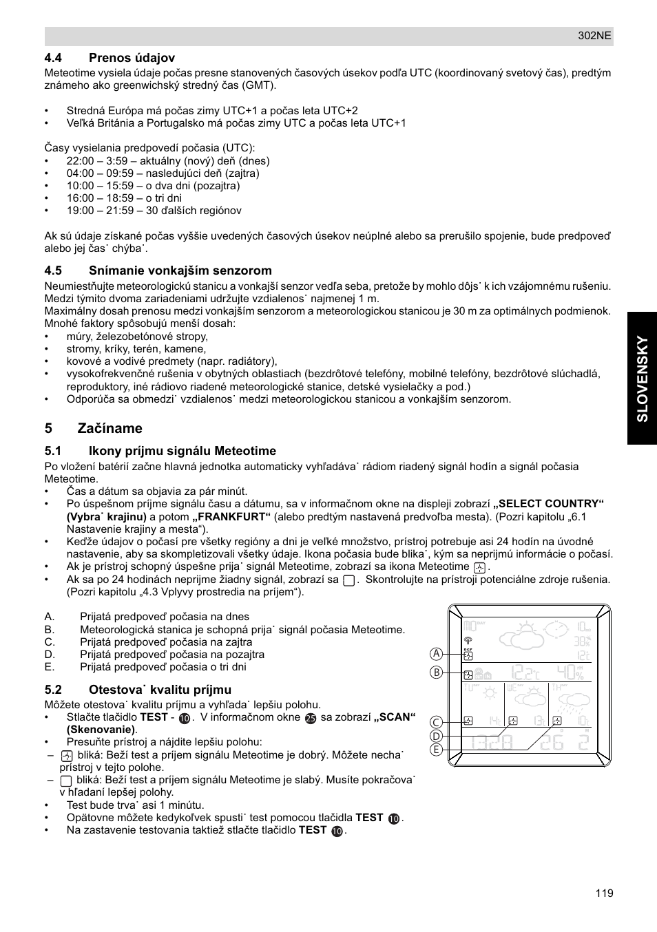 Slovensky, 5zaþíname | National Geographic Weather Forecast 302 NE User Manual | Page 119 / 128