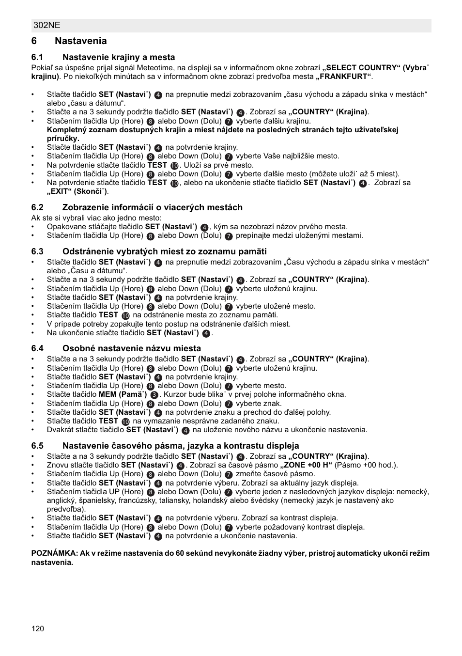 6nastavenia | National Geographic Weather Forecast 302 NE User Manual | Page 120 / 128