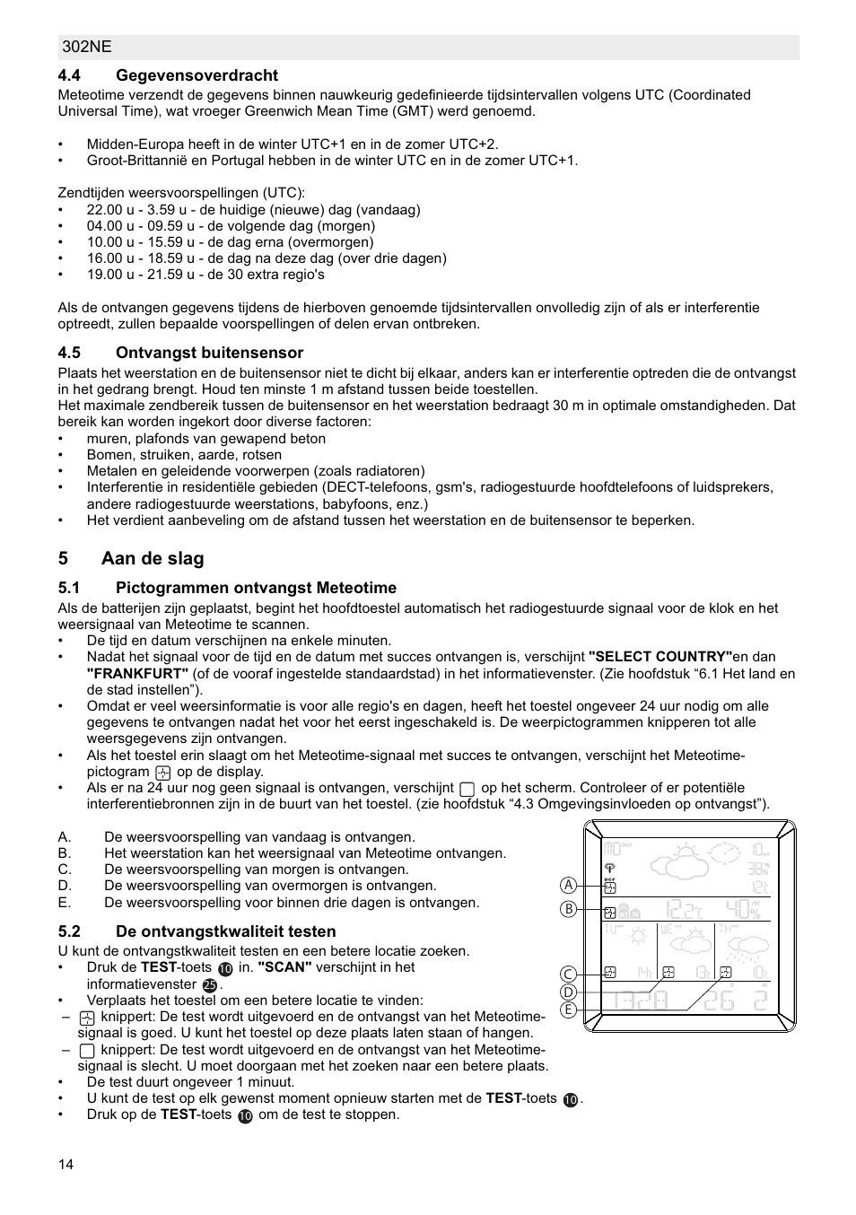 5aan de slag | National Geographic Weather Forecast 302 NE User Manual | Page 14 / 128