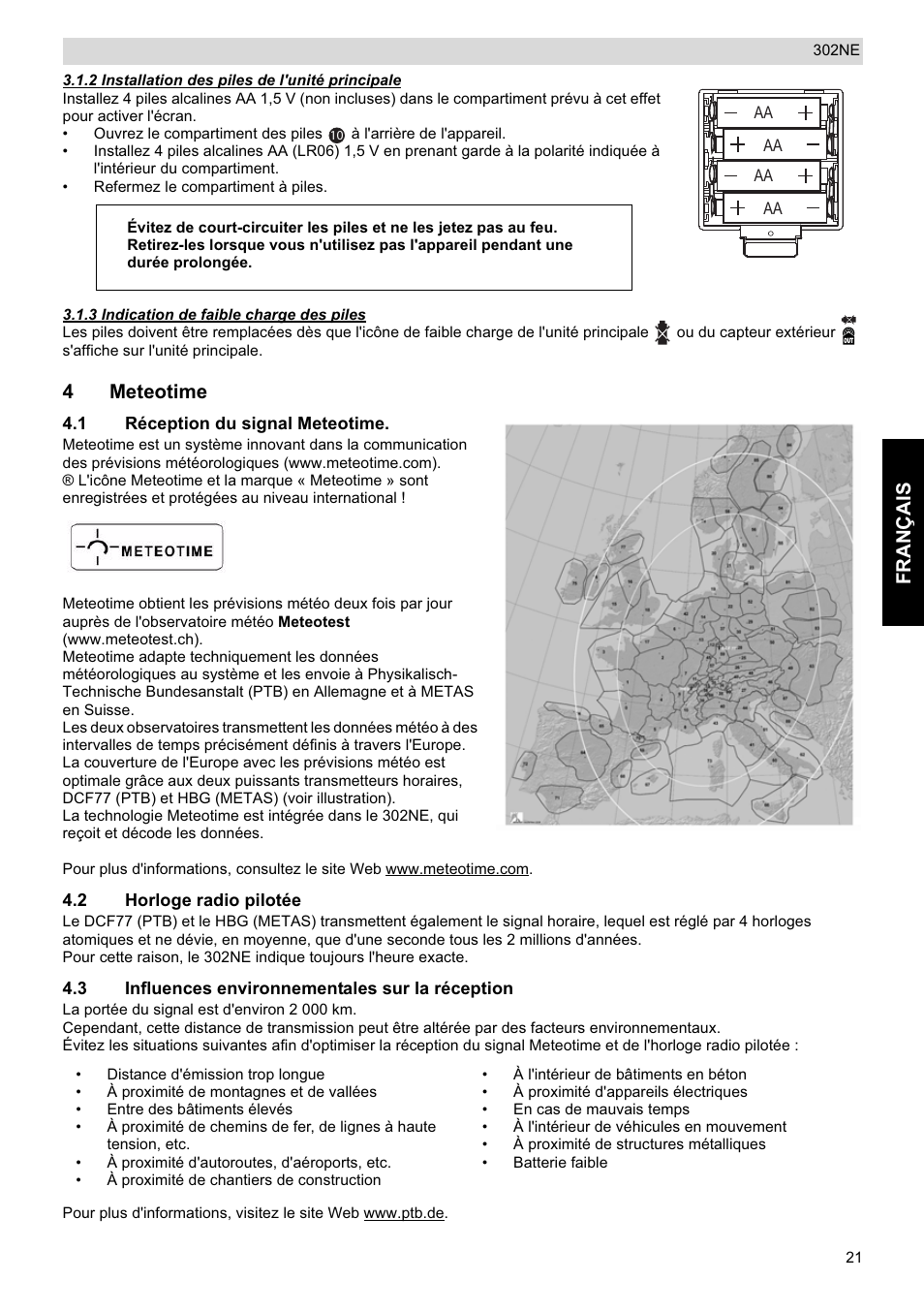 Français, 4meteotime | National Geographic Weather Forecast 302 NE User Manual | Page 21 / 128